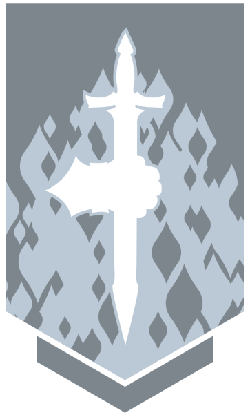 The banner of the Order of the Gauntlet depicting a guantleted hand grasping a sword.